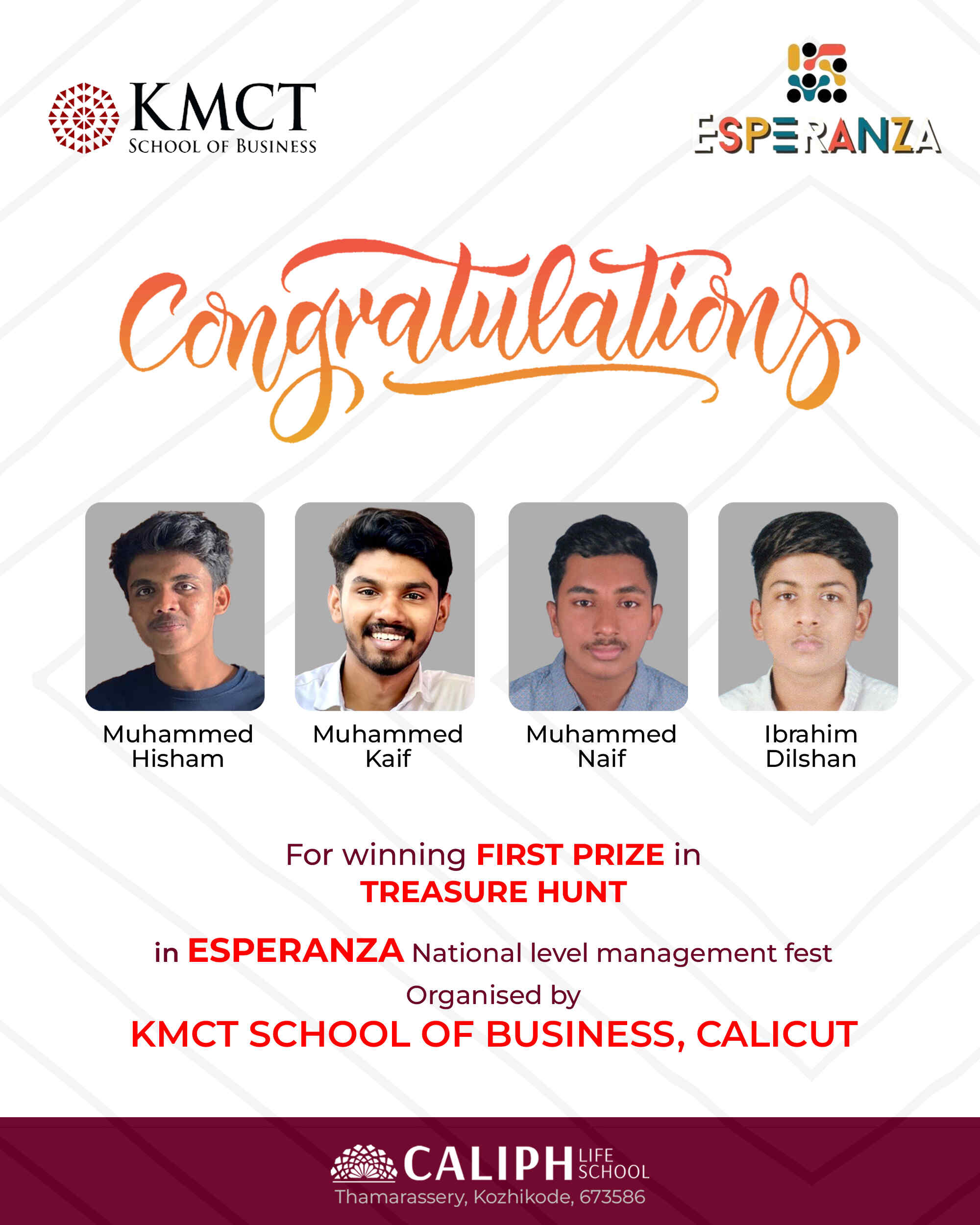 WINNERS OF TREASURE HUNT, ESPERANZA MANAGEMENT FEST